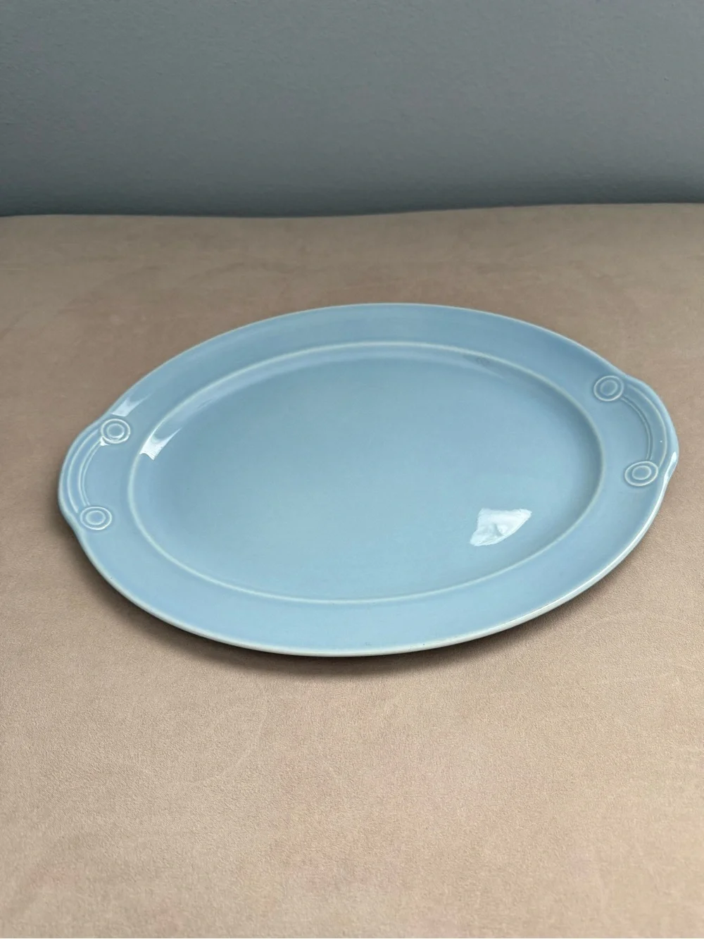 Taylor Smith Taylor USA Vintage LURAY PASTELS BLUE Oval Serving Platter 13”x9.75